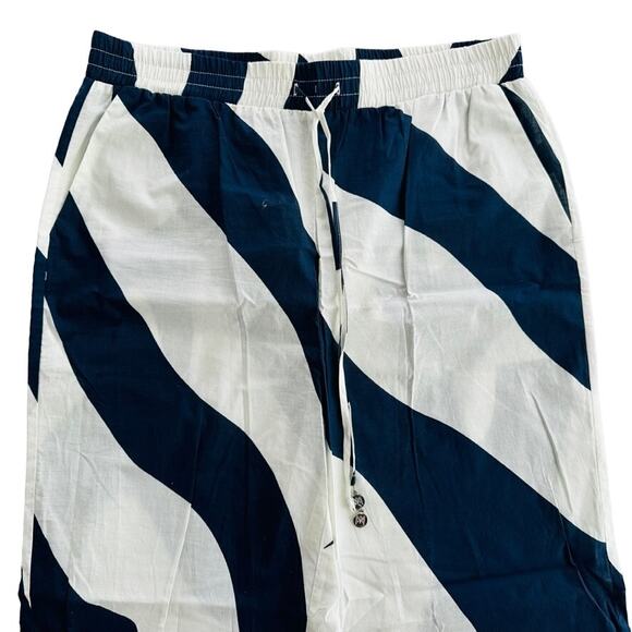 Milly Cabana Cover Up Pant Blue White Cotton Size Large Wide Leg Beach - Picture 2 of 7